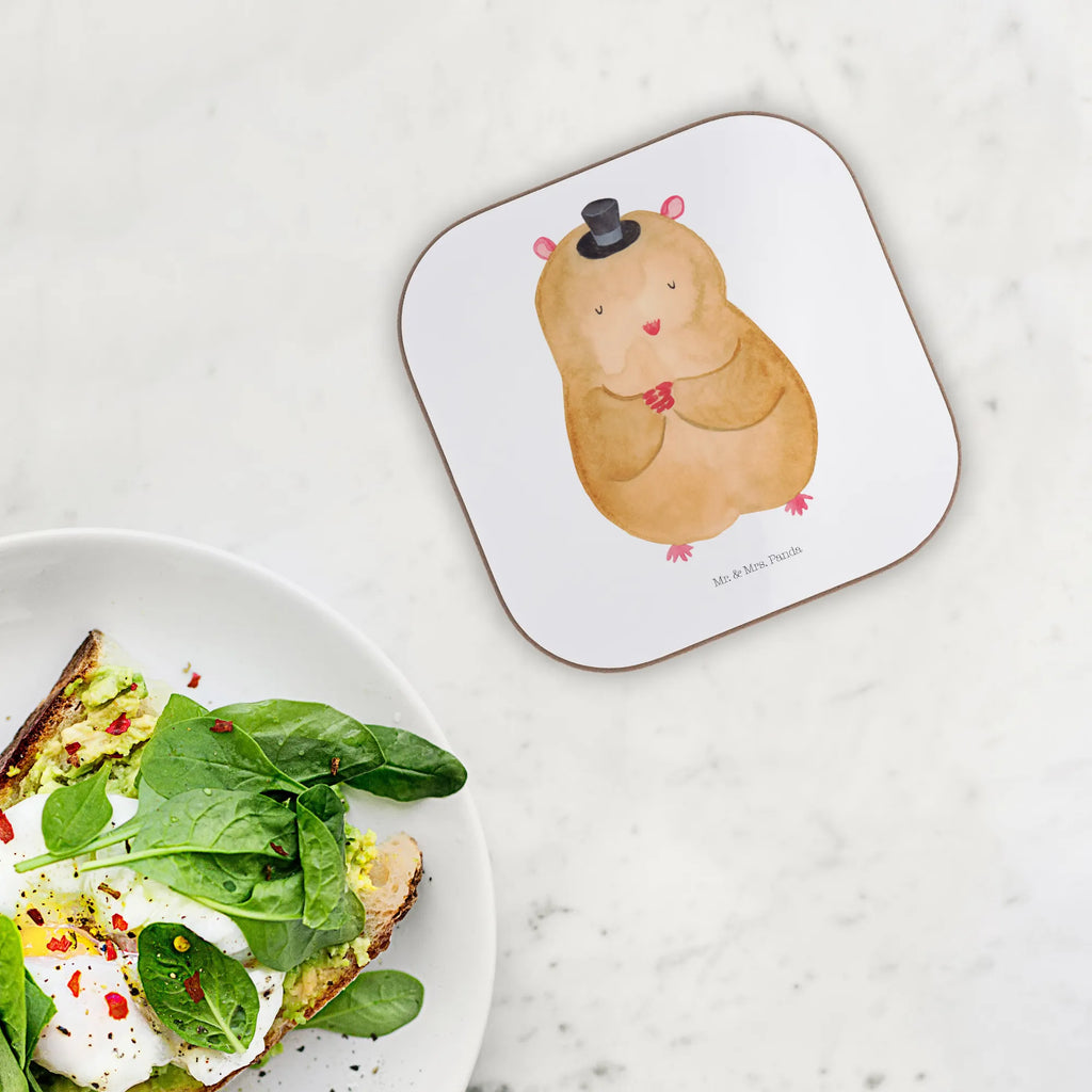 Square coaster hamster cap Untersetzer aus Holz, Untersetzer für Gläser, Tassen Untersetzer, Getränkeuntersetzer, Untersetzer Design, Glasuntersetzer, Korkuntersetzer, Holzuntersetzer, Untersetzer Holz, Bierdeckel, Untersetzer Gläser, Untersetzer, Tiermotive, Gute Laune, lustige Sprüche, Tiere, Zylinder, Magier, Zauberer, Zwerghamster, Hut, Hamster