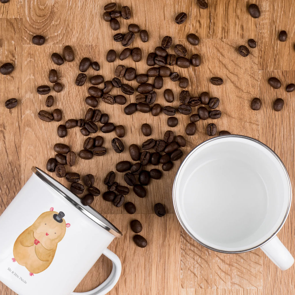Kempingowy kubek emaliowany Chomik kapelusz Teetasse, wandertasse, blechbecher, Kaffeebecher, emaillebecher, becher emaille, Becher, Blechtasse, Emailletasse, metallbecher, Pott, Campingtasse, Tasse, Campingbecher, Kaffeetasse, Teebecher, Tasse Emaille, wanderbecher, Reisebecher, Trinkbecher, Emaille Tasse, Emaille Becher, reisetasse, Metalltasse, Tiere, Tiermotive, Gute Laune, Lustige Sprüche, Hut, Zauberer, Hamster, Zylinder, Magier, Zwerghamster