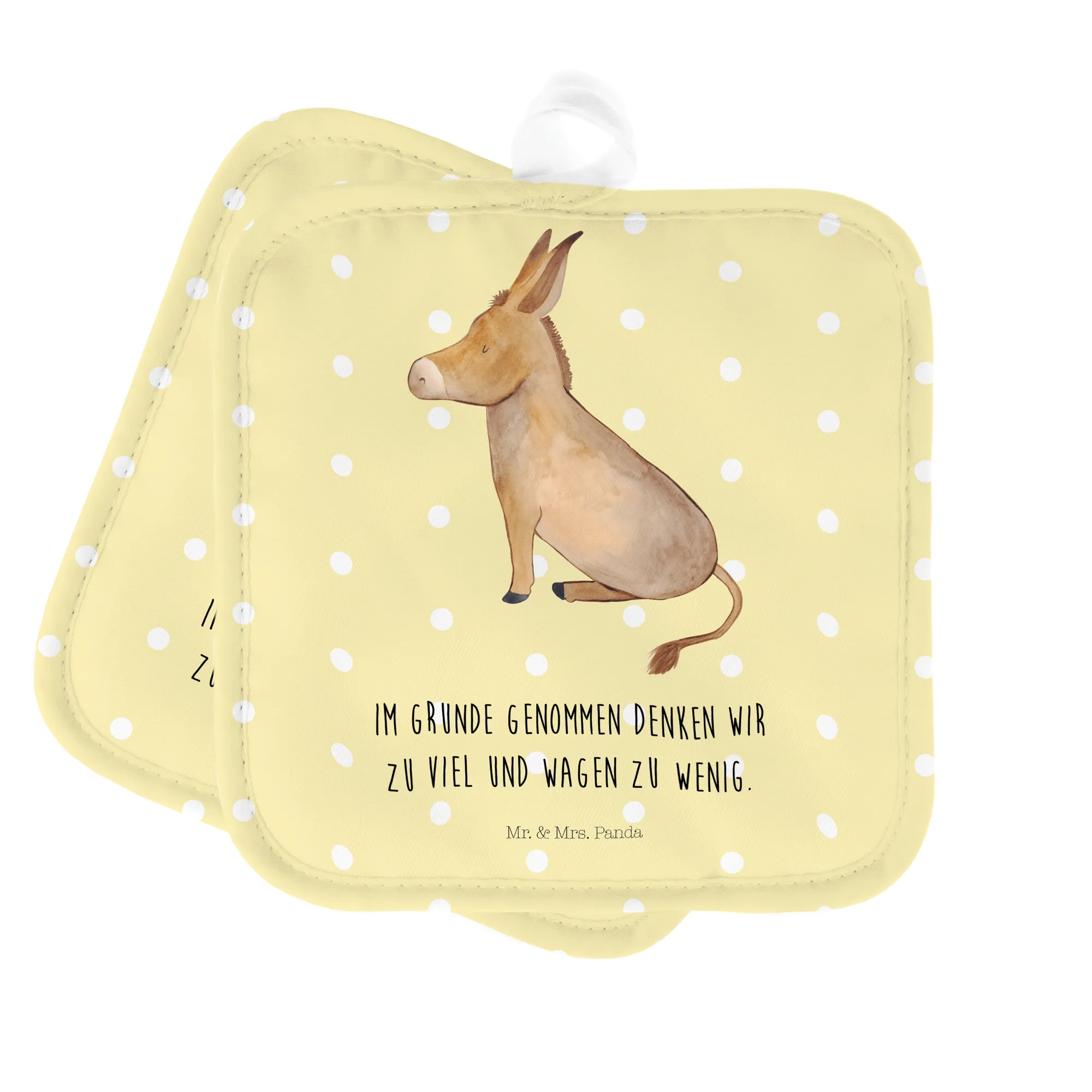 Mr. & Mrs. Panda Topflappen Set - Lustige Esel Motive Mit Spruch