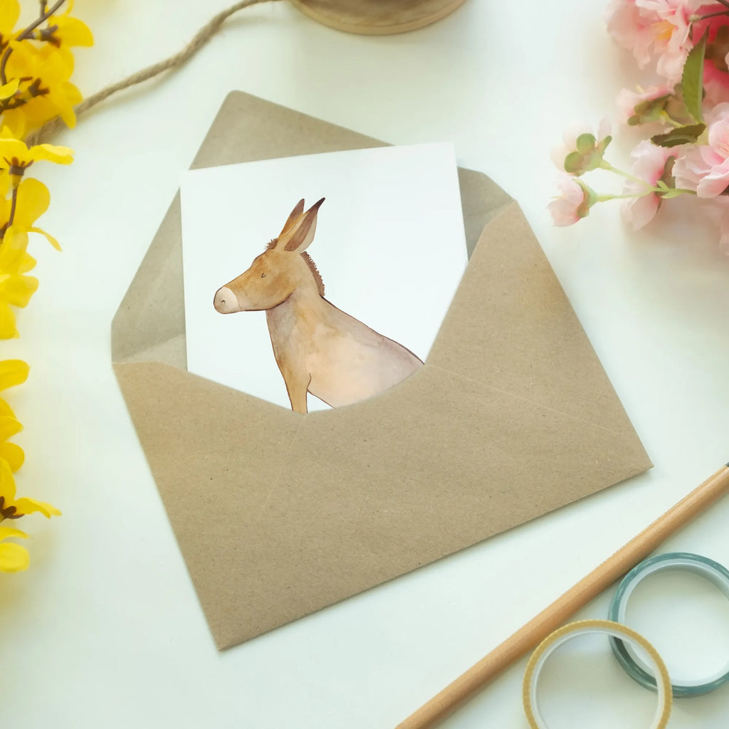 Greetings card Donkey Geburtstagskarte, Hochzeitskarte, Klappkarte, Glückwunschkarte, Grußkarte, Karte, Einladungskarte, Ansichtskarten, Tiermotive, Gute Laune, lustige Sprüche, Tiere, Lebensmut, positive gedanken, Lebensziel, erfolg, Weisheit, tapferkeit, Mut, Esel, Lebensglück, Ziel, zuversicht