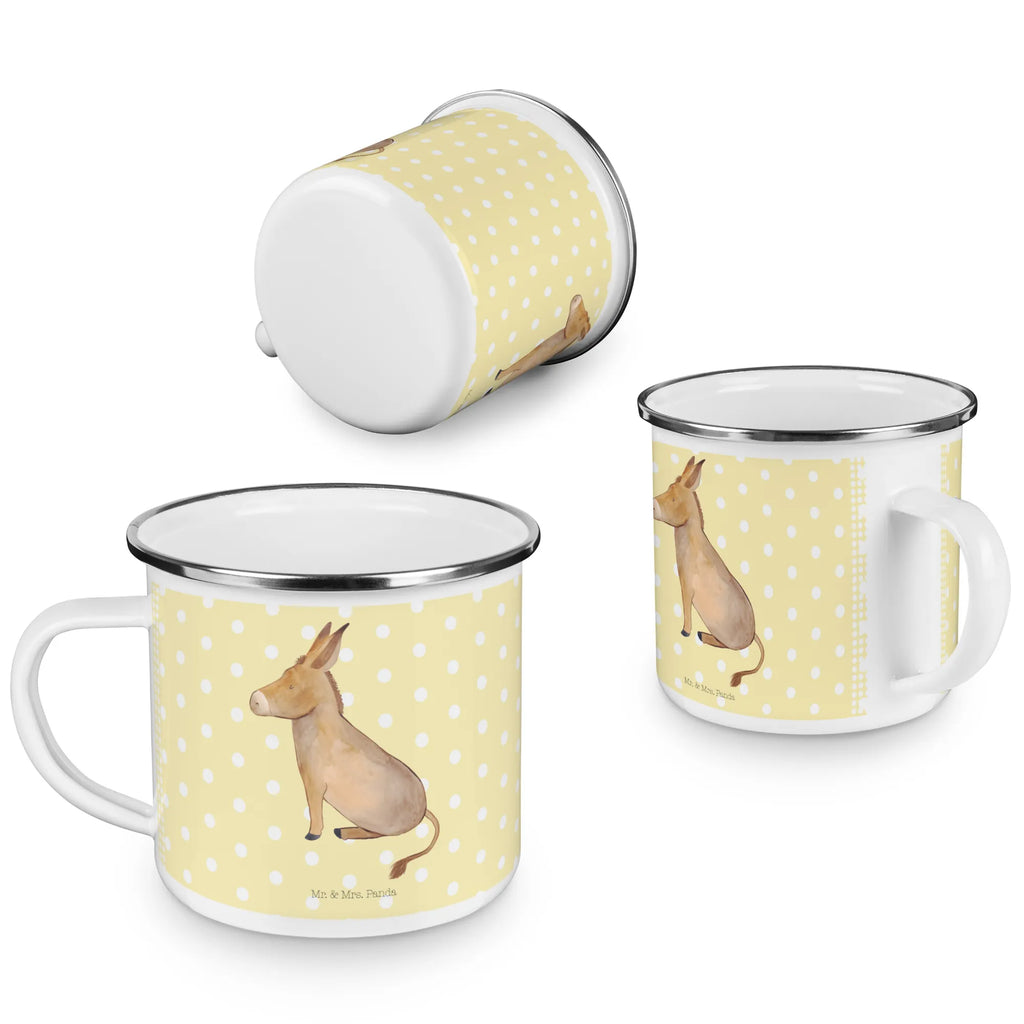 Kempingowy kubek emaliowany Osioł Motywy zwierzęce, dobra energia, zabawne powiedzonka, zwierzęta