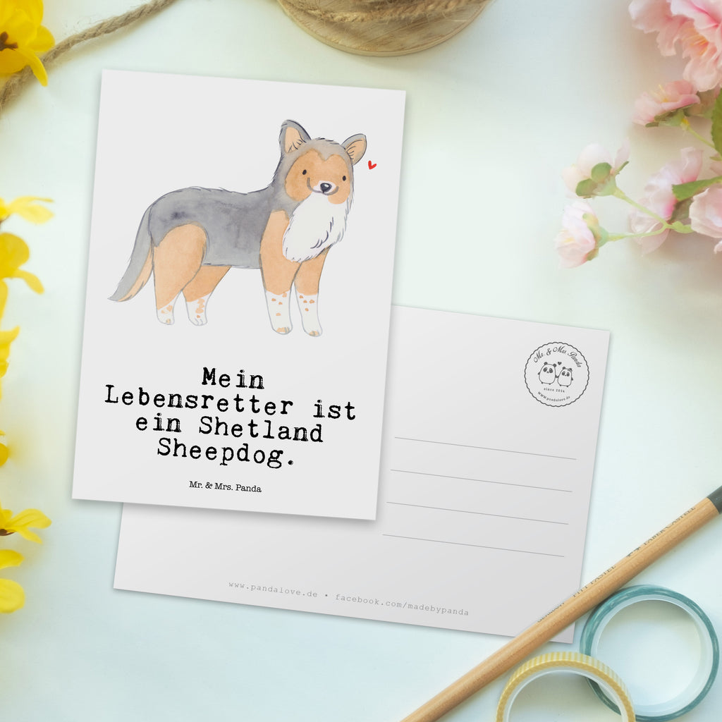 Postkarte Shetland Sheepdog Lebensretter Geschenkkarte, Grußkarte, Karte, Einladung, Ansichtskarte, Geburtstagskarte, Einladungskarte, Dankeskarte, Hund, Hunderasse, Rassehund, Hundebesitzer, Geschenk, Tierfreund, Schenken, Welpe, Shetland Sheepdog, Sheltie