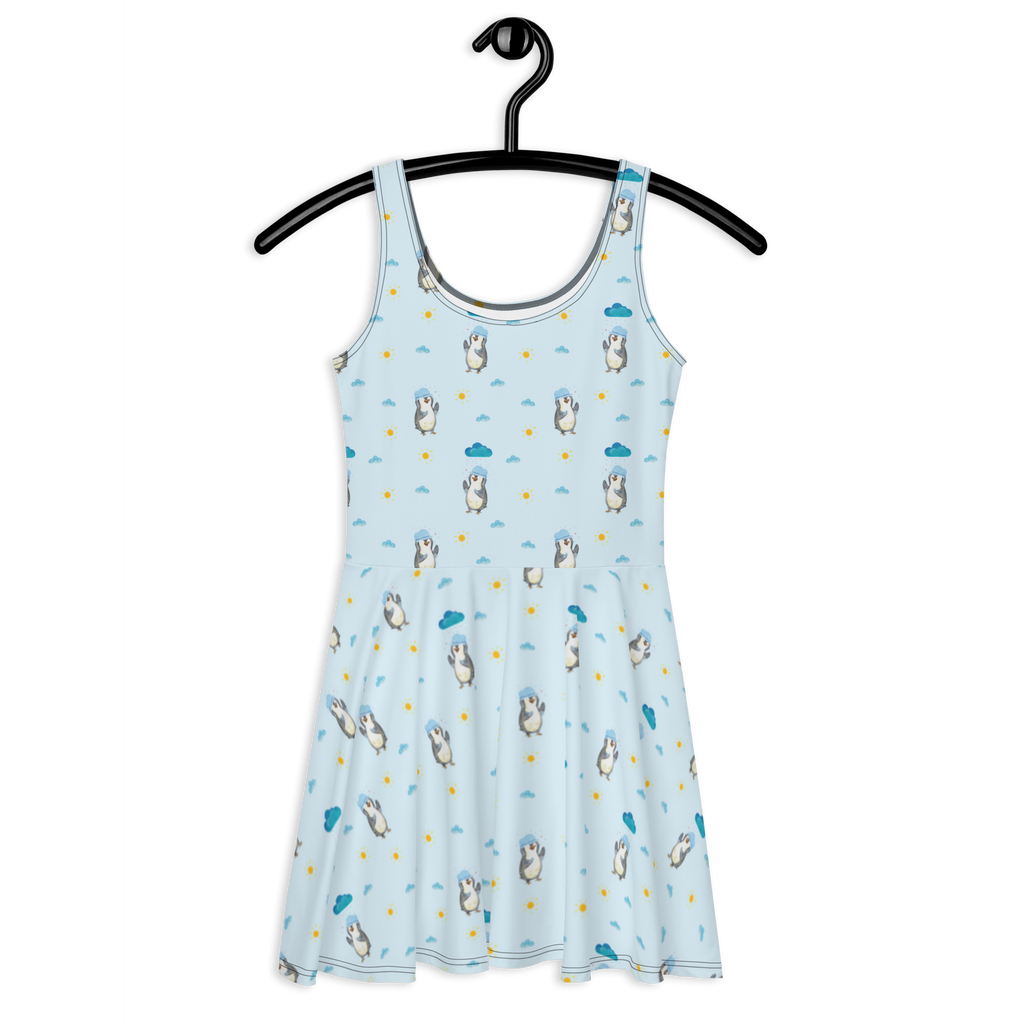 Sommerkleid Pinguin duscht Sommerkleid, Kleid, Skaterkleid, Pinguin, Pinguine, Dusche, duschen, Lebensmotto, Motivation, Neustart, Neuanfang, glücklich sein