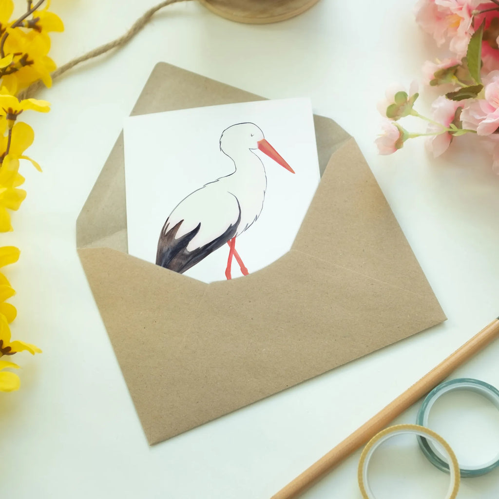 Kartka okolicznościowa Bocian Motywy zwierzęce, dobra energia, zabawne powiedzonka, zwierzęta