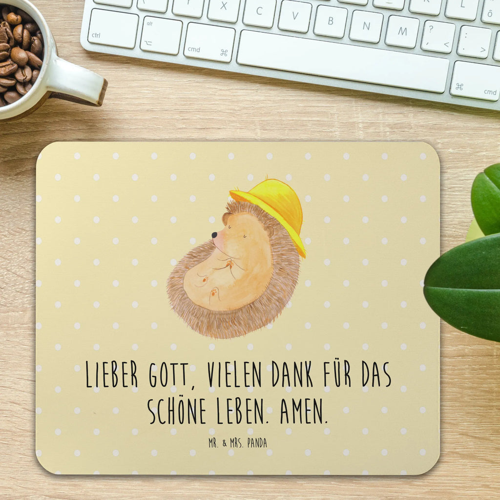 Mauspad Igel betet Mausunterlage, Computer zubehör, Arbeitszimmer, PC Zubehör, Mauspad Büro, Einzigartiges Mauspad, Mousepad, Mauspad, Designer Mauspad, Büroausstattung, Tiermotive, Gute Laune, lustige Sprüche, Tiere, Dankbarkeit, dankbar, genießen, beten, Amen, Gott, Igel mit Hut, Igel, Leben, Dankbar sein, Sonnenhut