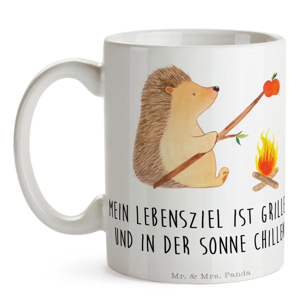 Tasse Igel grillt Tasse mit Motiven, Tasse mit Zitaten, Keramiktasse, Bürotasse, Geschenktasse, Teetasse, Tasse, Kaffeetasse, Porzellantasse, Tiermotive, Gute Laune, lustige Sprüche, Tiere, Ziele, Spruch, arbeitslos, Sinn des Lebens, Igel, Grillen, Motivation