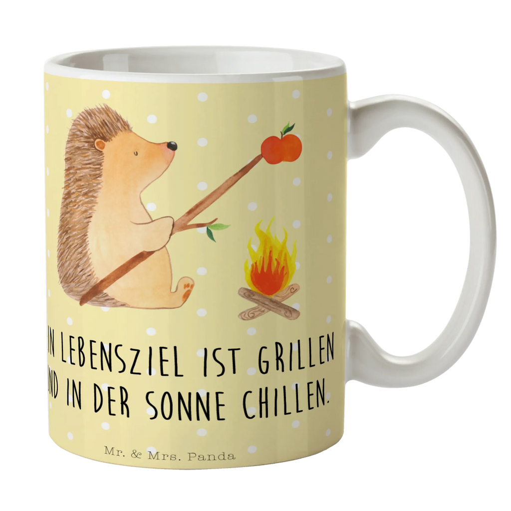 Tasse Igel grillt Tasse mit Motiven, Tasse mit Zitaten, Keramiktasse, Bürotasse, Geschenktasse, Teetasse, Tasse, Kaffeetasse, Porzellantasse, Tiermotive, Gute Laune, lustige Sprüche, Tiere, Ziele, Spruch, arbeitslos, Sinn des Lebens, Igel, Grillen, Motivation