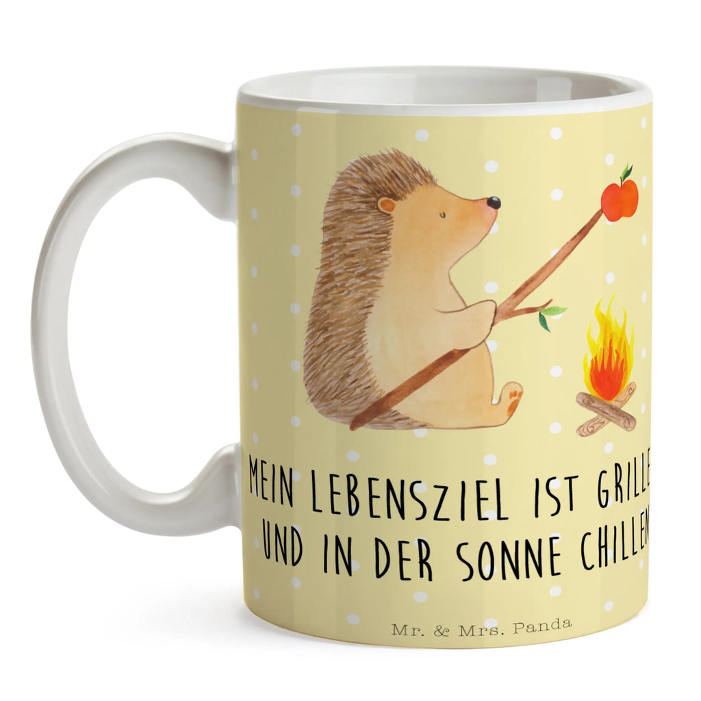 Tasse Igel grillt Tasse mit Motiven, Tasse mit Zitaten, Keramiktasse, Bürotasse, Geschenktasse, Teetasse, Tasse, Kaffeetasse, Porzellantasse, Tiermotive, Gute Laune, lustige Sprüche, Tiere, Ziele, Spruch, arbeitslos, Sinn des Lebens, Igel, Grillen, Motivation