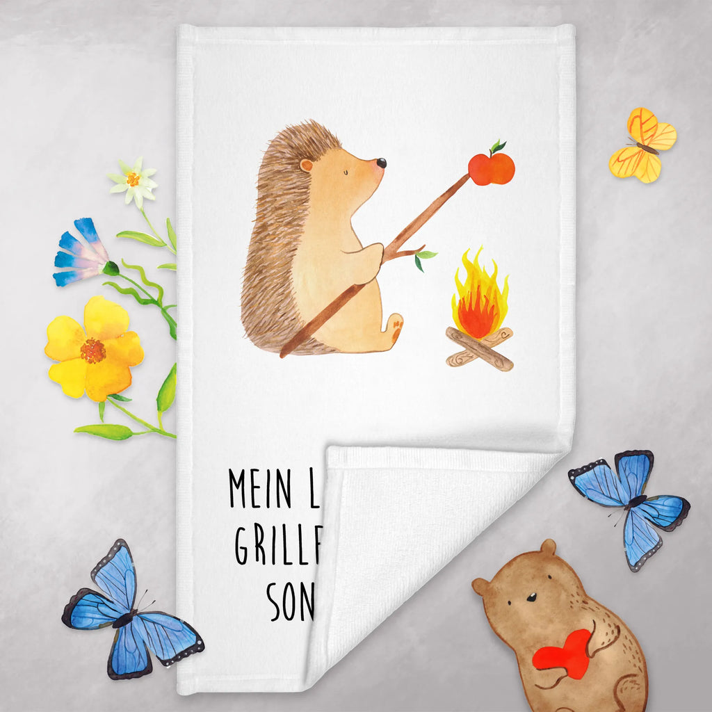 Hand towel Hedgehog grilling baby, children, big, towels, bathroom, bath towel, Towel, small animals, cute, funny, cute animal motives, hand drawn, small world, funny sayings, good mood, happy, gifts, gift ideas, special gifts, animal lover, card, meaning of life, saying, motivation, goals, barbecue, unemployed, hedgehog