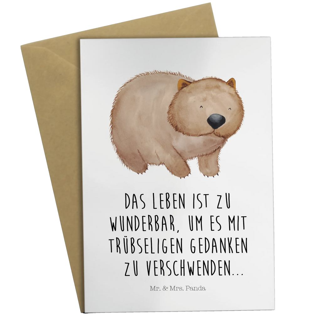 Grußkarte Wombat Ansichtskarten, Hochzeitskarte, Geburtstagskarte, Klappkarte, Grußkarte, Karte, Einladungskarte, Glückwunschkarte, Tiermotive, Gute Laune, lustige Sprüche, Tiere, Spruch, Wombat, Australien, Das Leben ist schön, Motivation