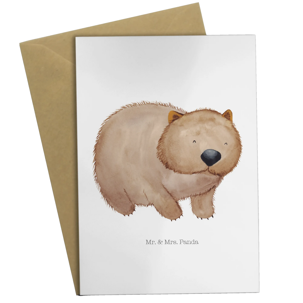 Grußkarte Wombat Ansichtskarten, Hochzeitskarte, Geburtstagskarte, Klappkarte, Grußkarte, Karte, Einladungskarte, Glückwunschkarte, Tiermotive, Gute Laune, lustige Sprüche, Tiere, Spruch, Wombat, Australien, Das Leben ist schön, Motivation