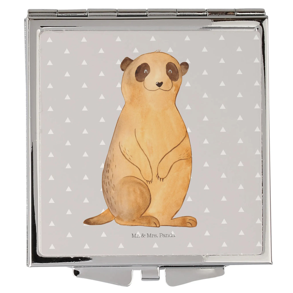 Handbag mirror Meerkat handbag, mirror, make-up mirror, silver, square, make up, Africa, Meerkat, Travel, Traveling, World trip, Africa trip, Saying, Road trip
