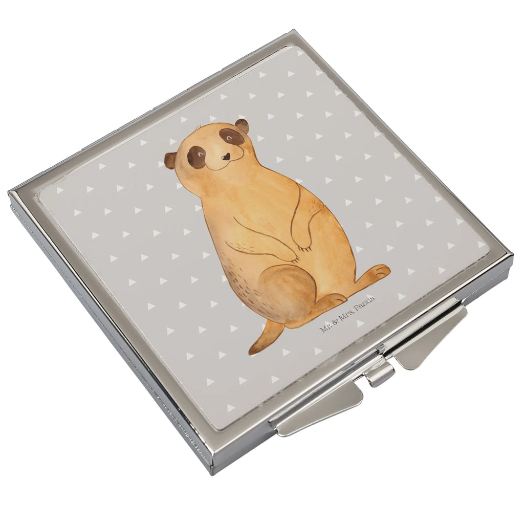 Handbag mirror Meerkat handbag, mirror, make-up mirror, silver, square, make up, Africa, Meerkat, Travel, Traveling, World trip, Africa trip, Saying, Road trip