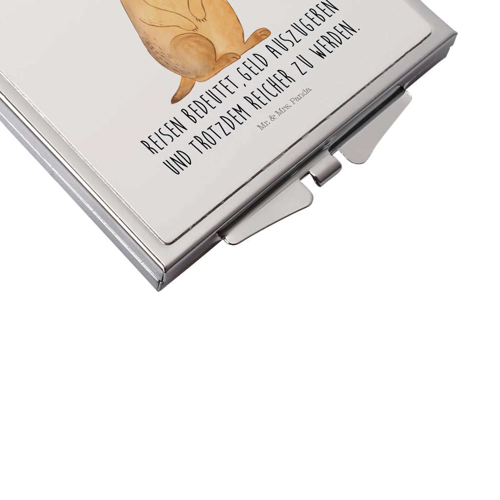 Handbag mirror Meerkat handbag, mirror, make-up mirror, silver, square, make up, Africa, Meerkat, Travel, Traveling, World trip, Africa trip, Saying, Road trip