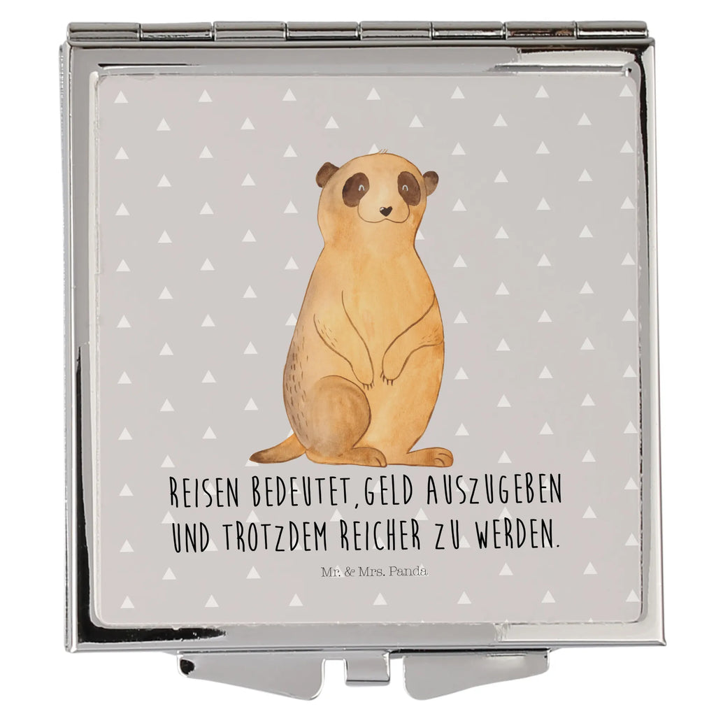 Handbag mirror Meerkat handbag, mirror, make-up mirror, silver, square, make up, Africa, Meerkat, Travel, Traveling, World trip, Africa trip, Saying, Road trip