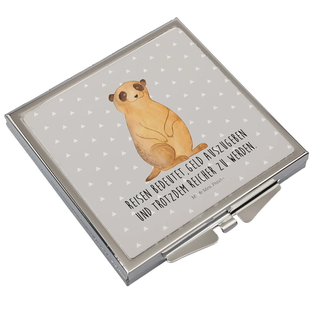 Handbag mirror Meerkat handbag, mirror, make-up mirror, silver, square, make up, Africa, Meerkat, Travel, Traveling, World trip, Africa trip, Saying, Road trip