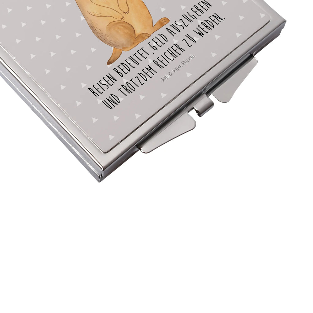 Handbag mirror Meerkat handbag, mirror, make-up mirror, silver, square, make up, Africa, Meerkat, Travel, Traveling, World trip, Africa trip, Saying, Road trip