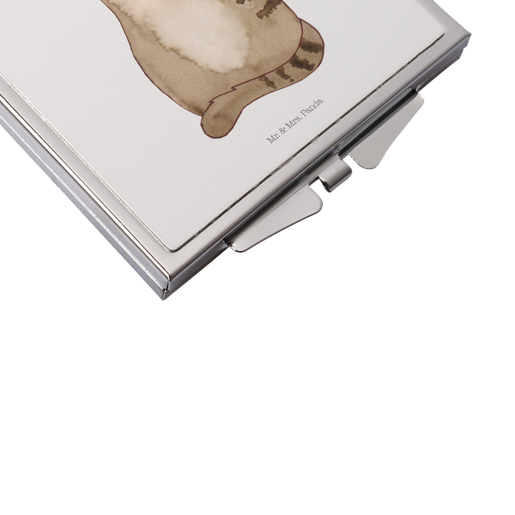 Kwadratowe lusterko do torebki kot siedzenie Kot, motyw kotów, miłośnik kotów, dekoracje z kotami, przyjaciel kotów, entuzjasta kotów, produkty dla kotów, artykuły dla kotów, akcesoria dla kotów, pamiątki z kotami, produkty dla miłośników kotów, motywy kotów