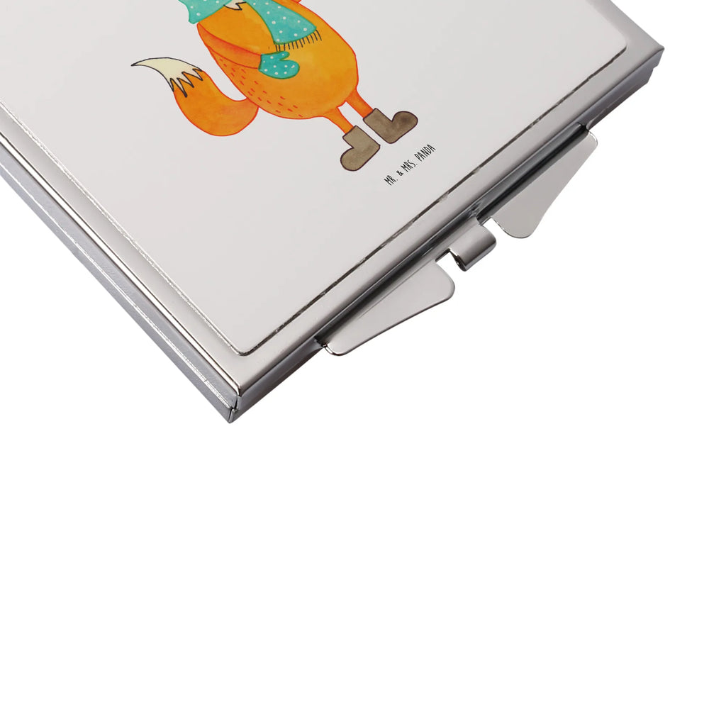 Handbag mirror Fox biscuit silver, make up, handbag, mirror, square, make-up mirror, fox, foxes, forest wildlife, clever as a fox, animal lover, christmas present, cookies, baking saying, kitchen decoration, christmas time, winter, love