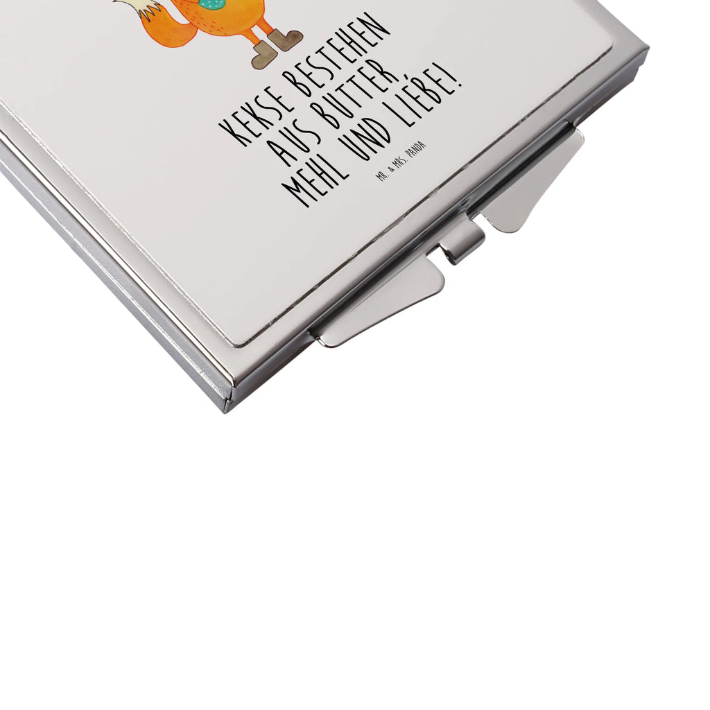 Handbag mirror Fox biscuit silver, make up, handbag, mirror, square, make-up mirror, fox, foxes, forest wildlife, clever as a fox, animal lover, christmas present, cookies, baking saying, kitchen decoration, christmas time, winter, love