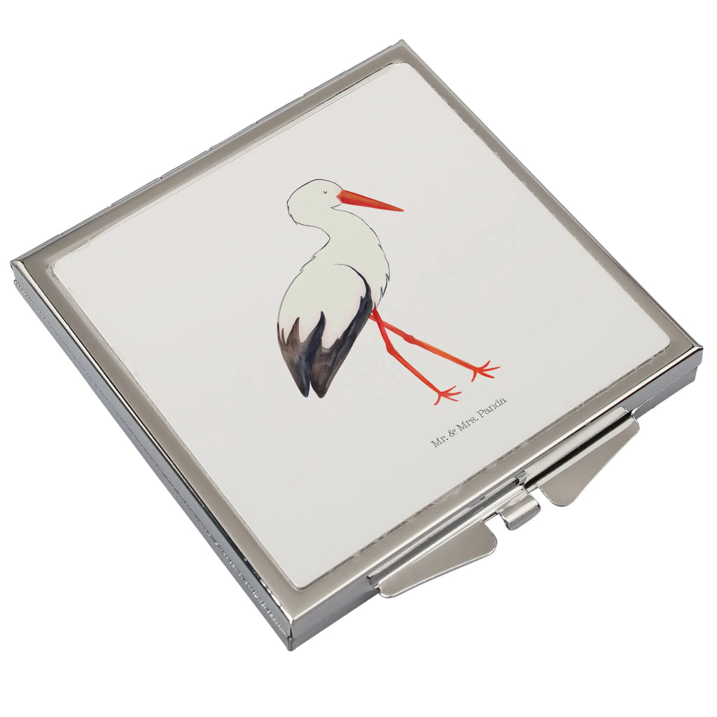 Kwadratowe lusterko do torebki Bocian Motywy zwierzęce, dobra energia, zabawne powiedzonka, zwierzęta