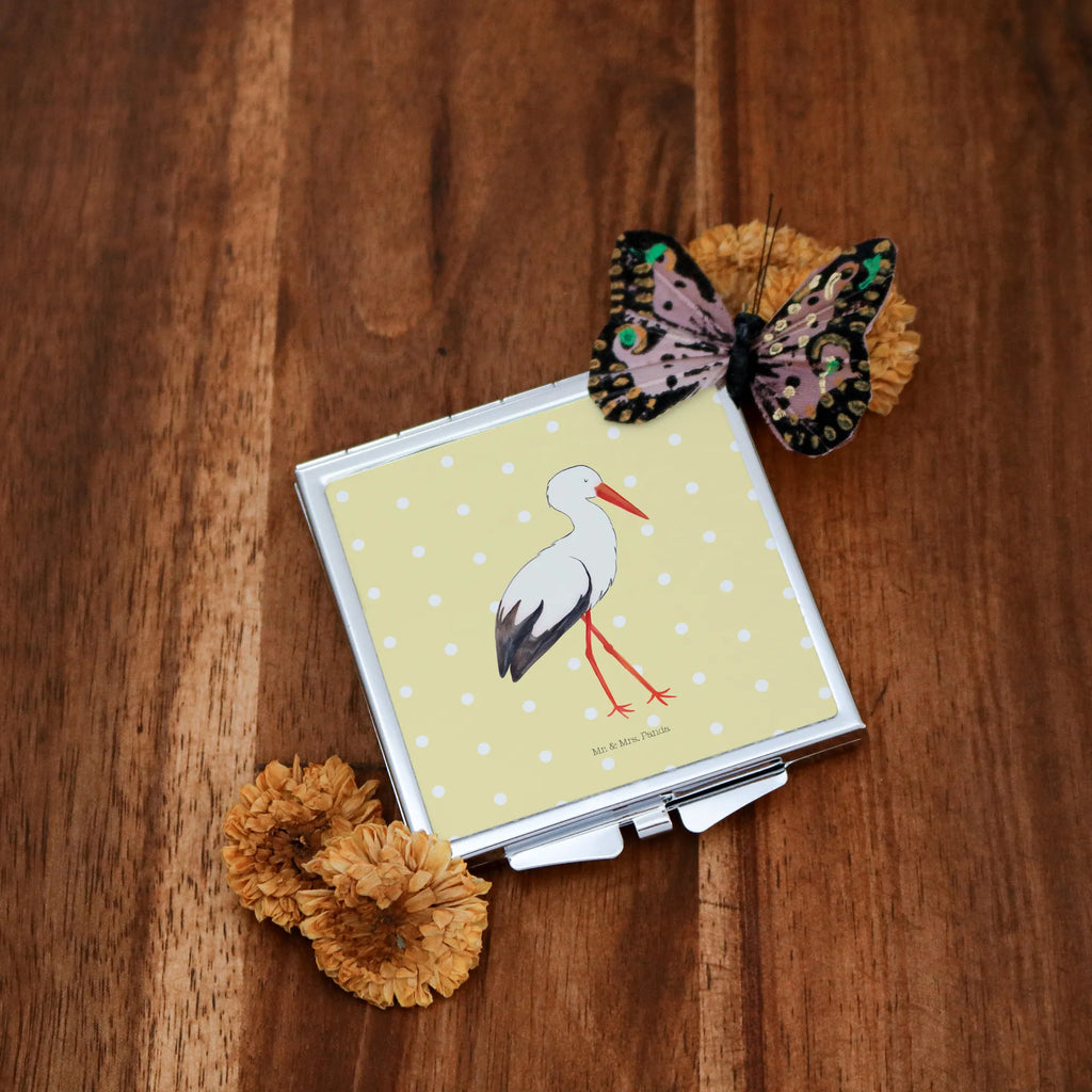 Kwadratowe lusterko do torebki Bocian Motywy zwierzęce, dobra energia, zabawne powiedzonka, zwierzęta