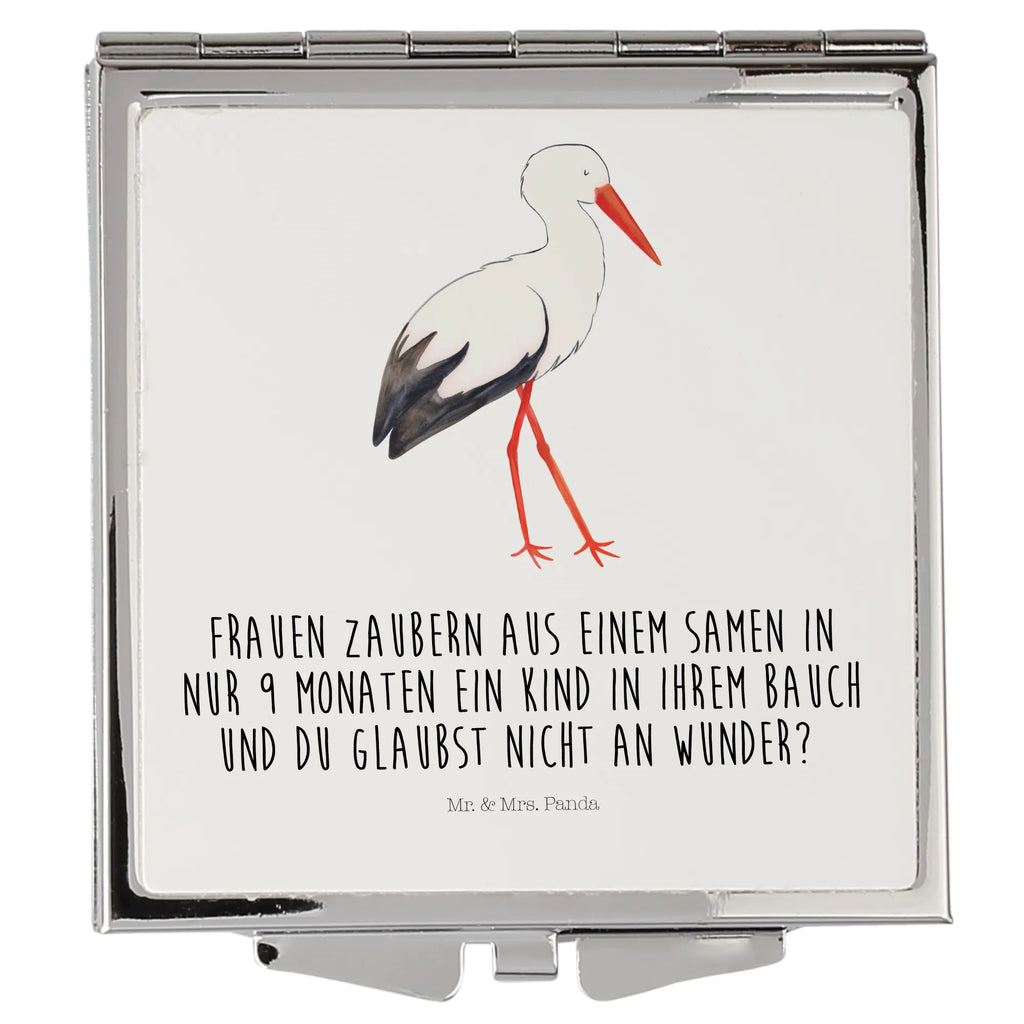 Kwadratowe lusterko do torebki Bocian Motywy zwierzęce, dobra energia, zabawne powiedzonka, zwierzęta