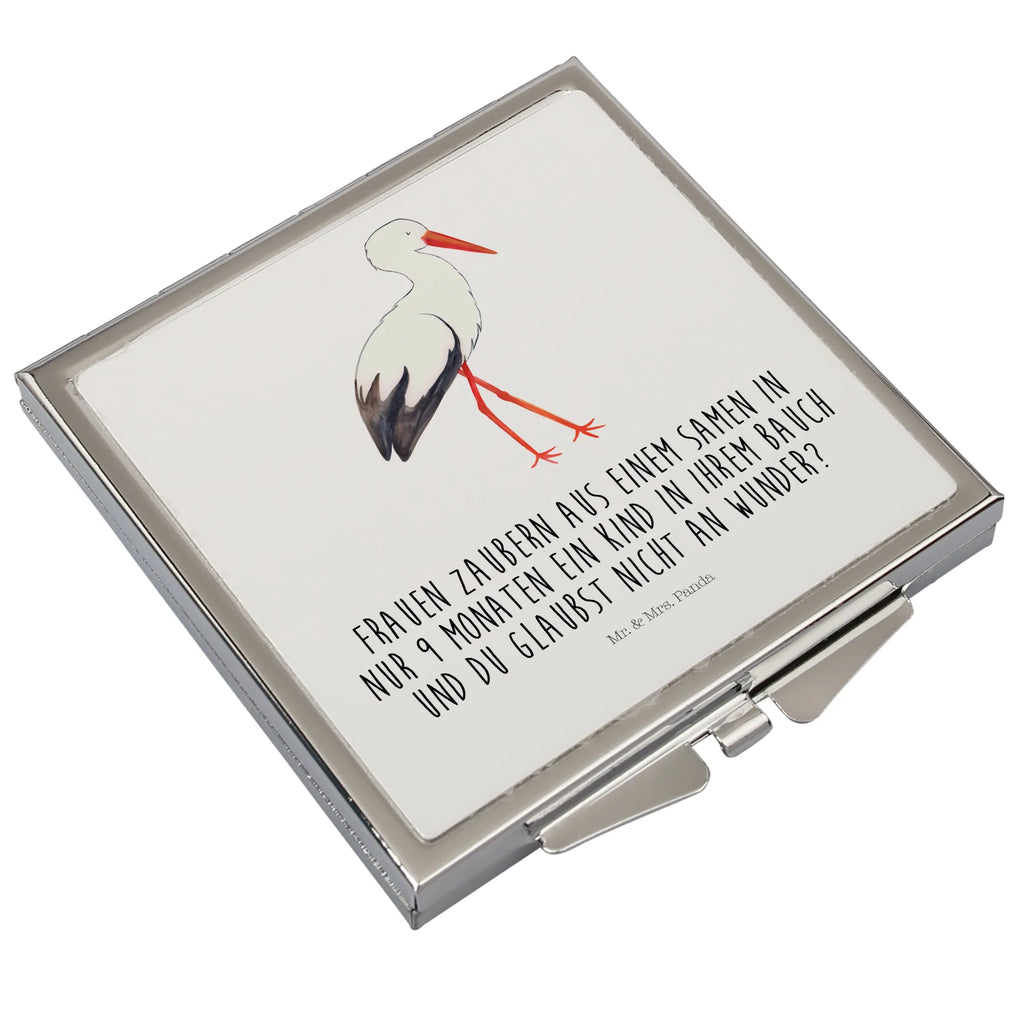 Kwadratowe lusterko do torebki Bocian Motywy zwierzęce, dobra energia, zabawne powiedzonka, zwierzęta