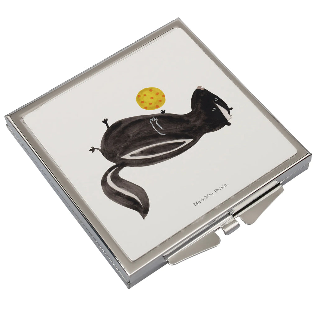 Handbag mirror skunk ball make-up mirror, mirror, handbag, silver, make up, square, Skunk, stinker, wisdom, skunk, wild animal, stinky, playful, predator