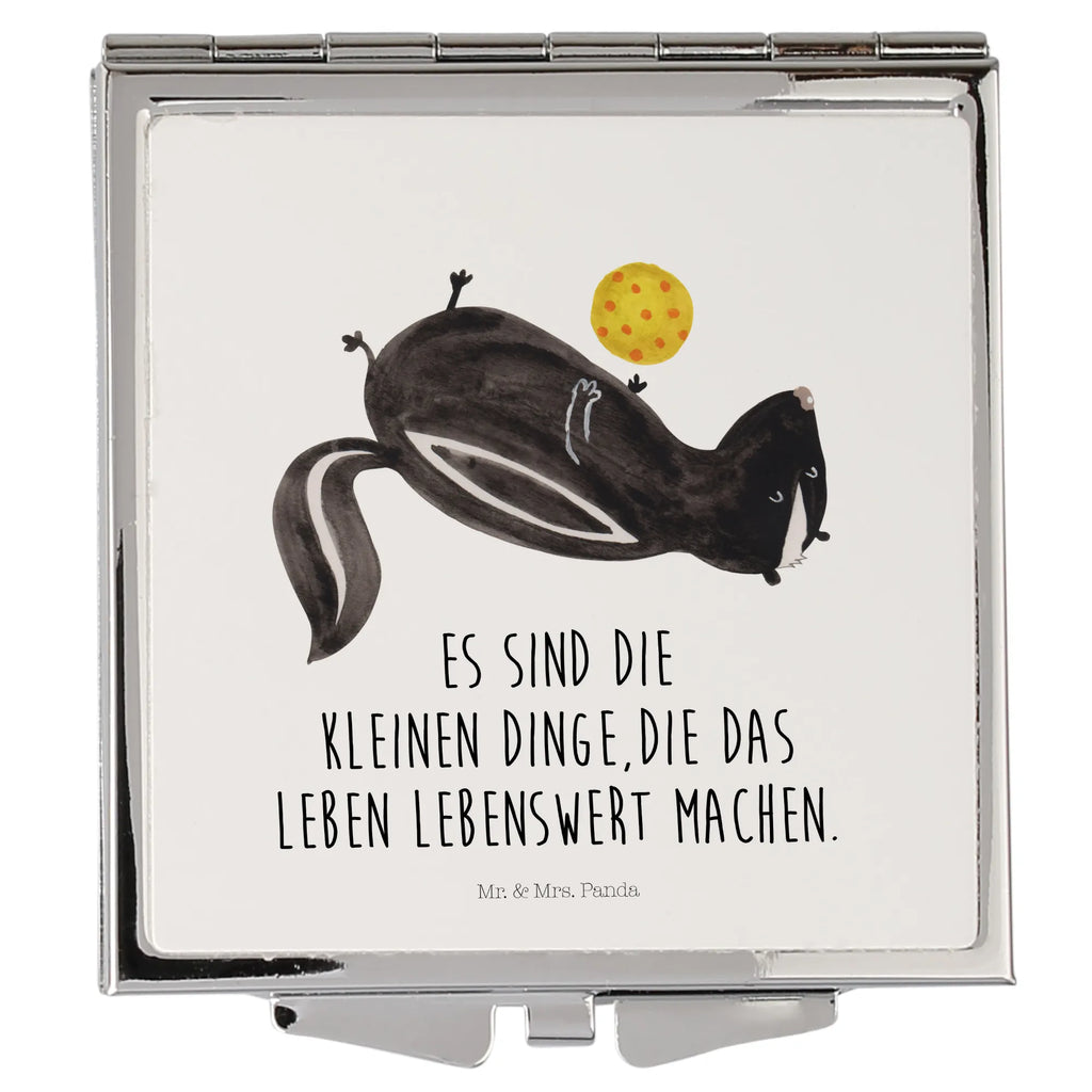 Handbag mirror skunk ball make-up mirror, mirror, handbag, silver, make up, square, Skunk, stinker, wisdom, skunk, wild animal, stinky, playful, predator