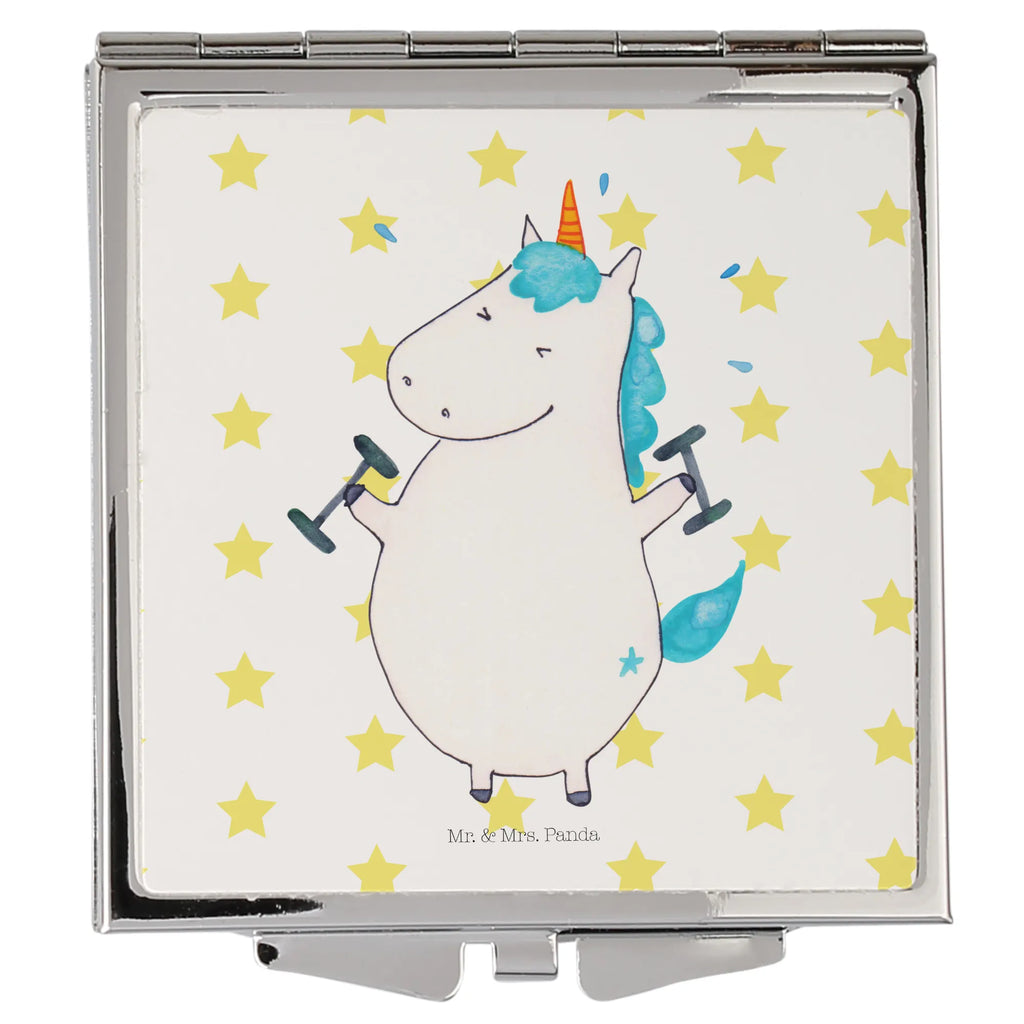 Handbag mirror unicorn fitness square, silver, make-up mirror, make up, mirror, handbag, unicorn, unicorns, Unicorn, Diet, English, Fitness, Gym, Dieting, Fitnessstudio, Sports, Sixpack, model, Unicorns