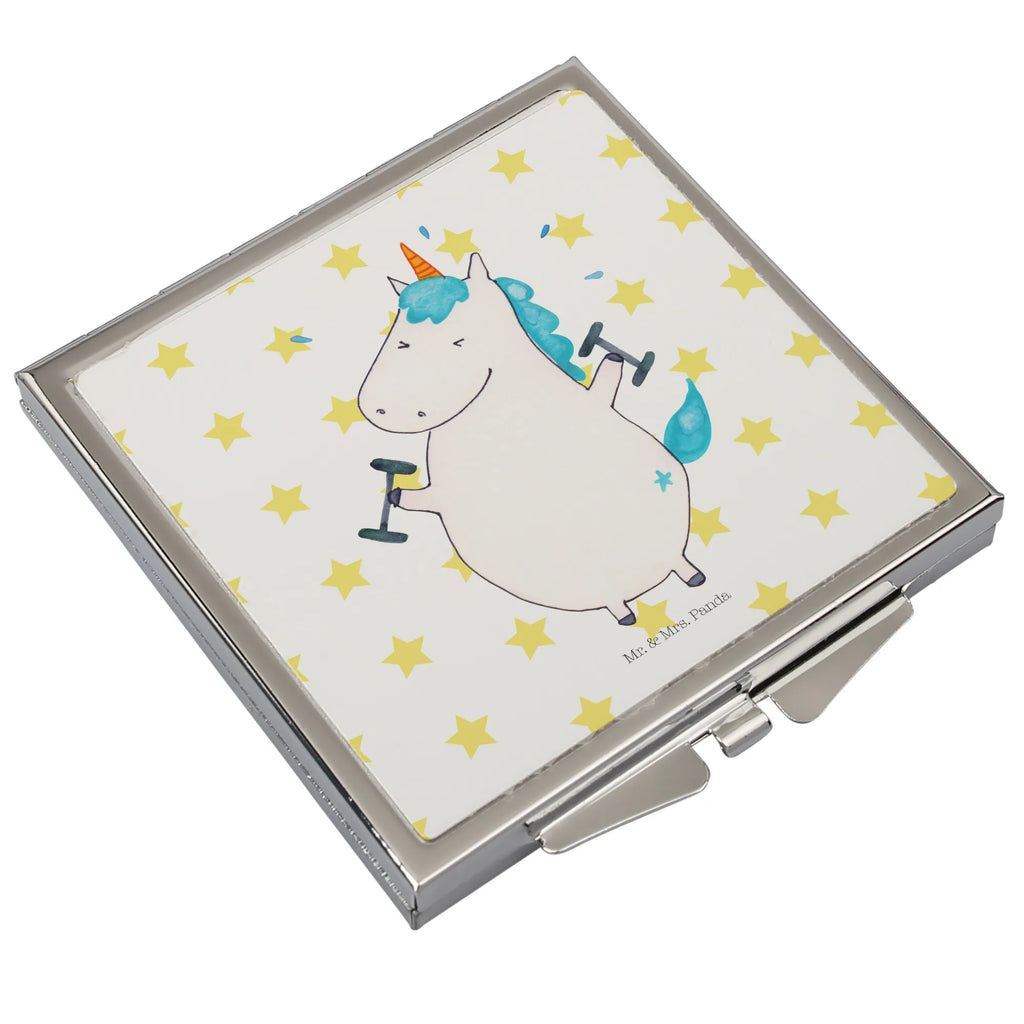 Handbag mirror unicorn fitness square, silver, make-up mirror, make up, mirror, handbag, unicorn, unicorns, Unicorn, Diet, English, Fitness, Gym, Dieting, Fitnessstudio, Sports, Sixpack, model, Unicorns