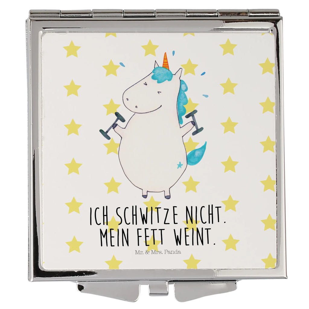 Handbag mirror unicorn fitness square, silver, make-up mirror, make up, mirror, handbag, unicorn, unicorns, Unicorn, Diet, English, Fitness, Gym, Dieting, Fitnessstudio, Sports, Sixpack, model, Unicorns