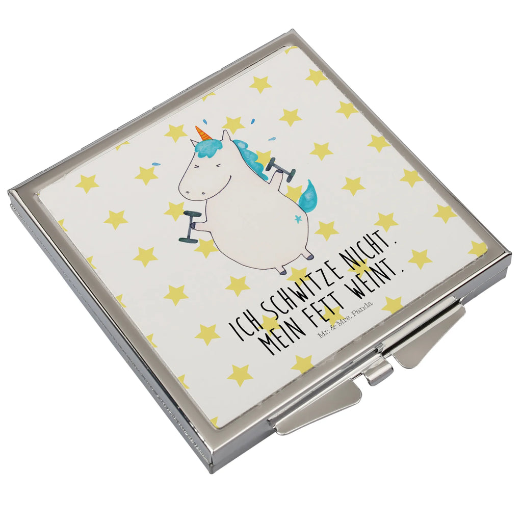 Handbag mirror unicorn fitness square, silver, make-up mirror, make up, mirror, handbag, unicorn, unicorns, Unicorn, Diet, English, Fitness, Gym, Dieting, Fitnessstudio, Sports, Sixpack, model, Unicorns