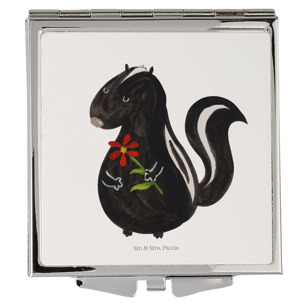 Handbag mirror skunk flower make-up mirror, square, handbag, make up, mirror, silver, Skunk, dreamy, wild animal, stinker, daydreamer, dreams, predator, skunk, stink