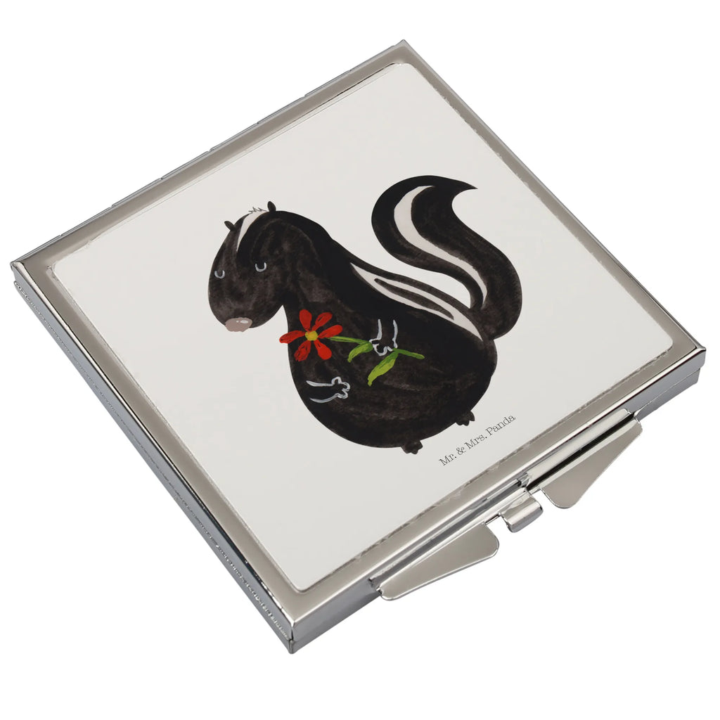 Handbag mirror skunk flower make-up mirror, square, handbag, make up, mirror, silver, Skunk, dreamy, wild animal, stinker, daydreamer, dreams, predator, skunk, stink