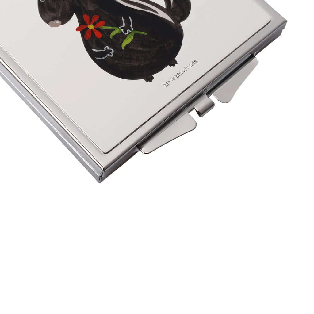 Handbag mirror skunk flower make-up mirror, square, handbag, make up, mirror, silver, Skunk, dreamy, wild animal, stinker, daydreamer, dreams, predator, skunk, stink