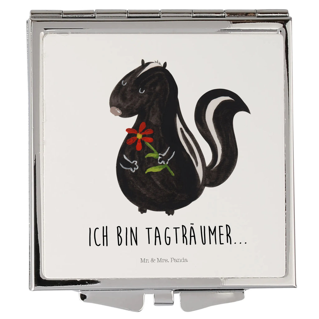 Handbag mirror skunk flower make-up mirror, square, handbag, make up, mirror, silver, Skunk, dreamy, wild animal, stinker, daydreamer, dreams, predator, skunk, stink
