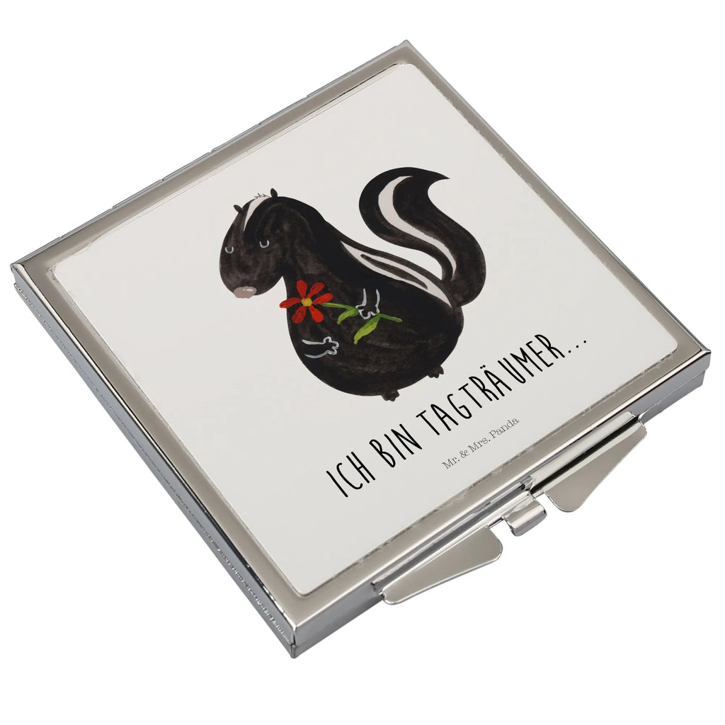Handbag mirror skunk flower make-up mirror, square, handbag, make up, mirror, silver, Skunk, dreamy, wild animal, stinker, daydreamer, dreams, predator, skunk, stink