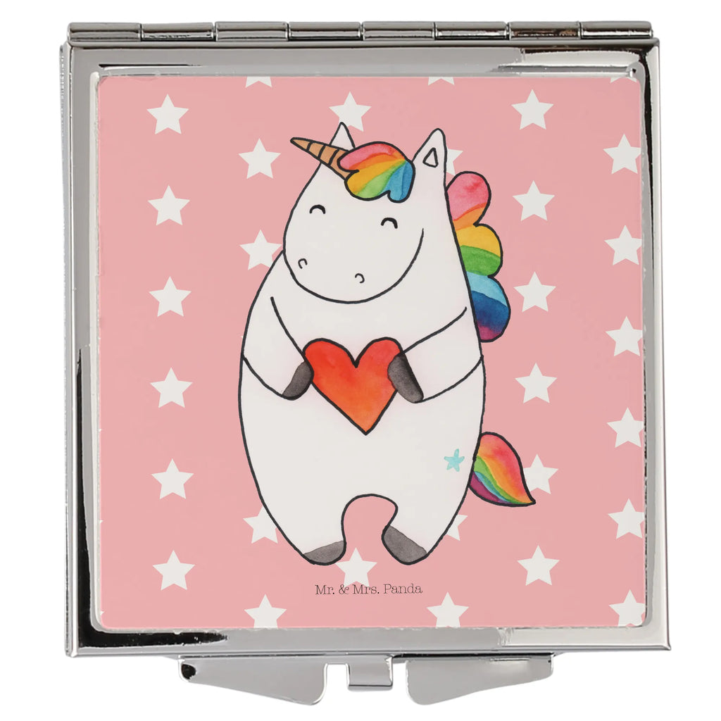 Kwadratowe lusterko do torebki Jednorożec serce Jednorożec, jednorożce, dekoracje jednorożca, jednorożec