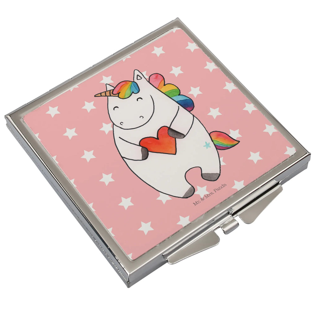 Kwadratowe lusterko do torebki Jednorożec serce Jednorożec, jednorożce, dekoracje jednorożca, jednorożec