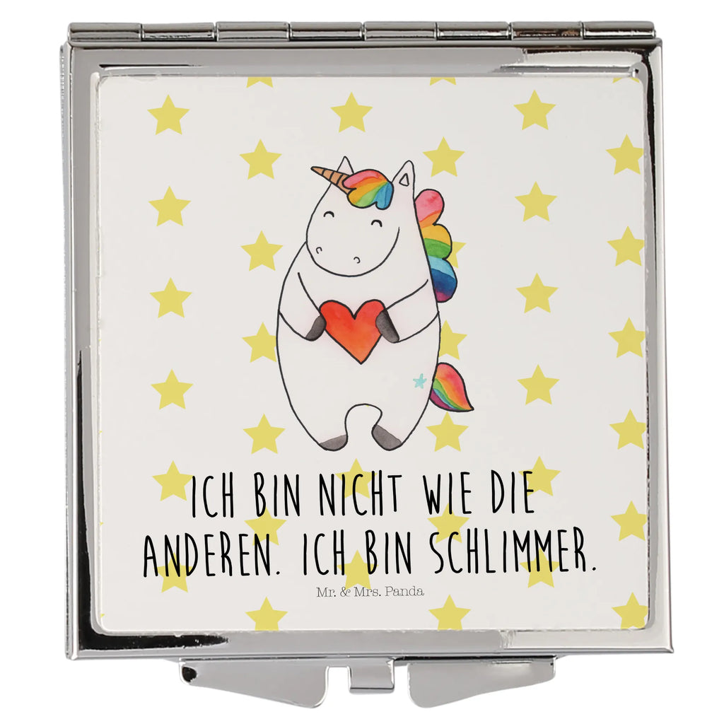 Kwadratowe lusterko do torebki Jednorożec serce Jednorożec, jednorożce, dekoracje jednorożca, jednorożec