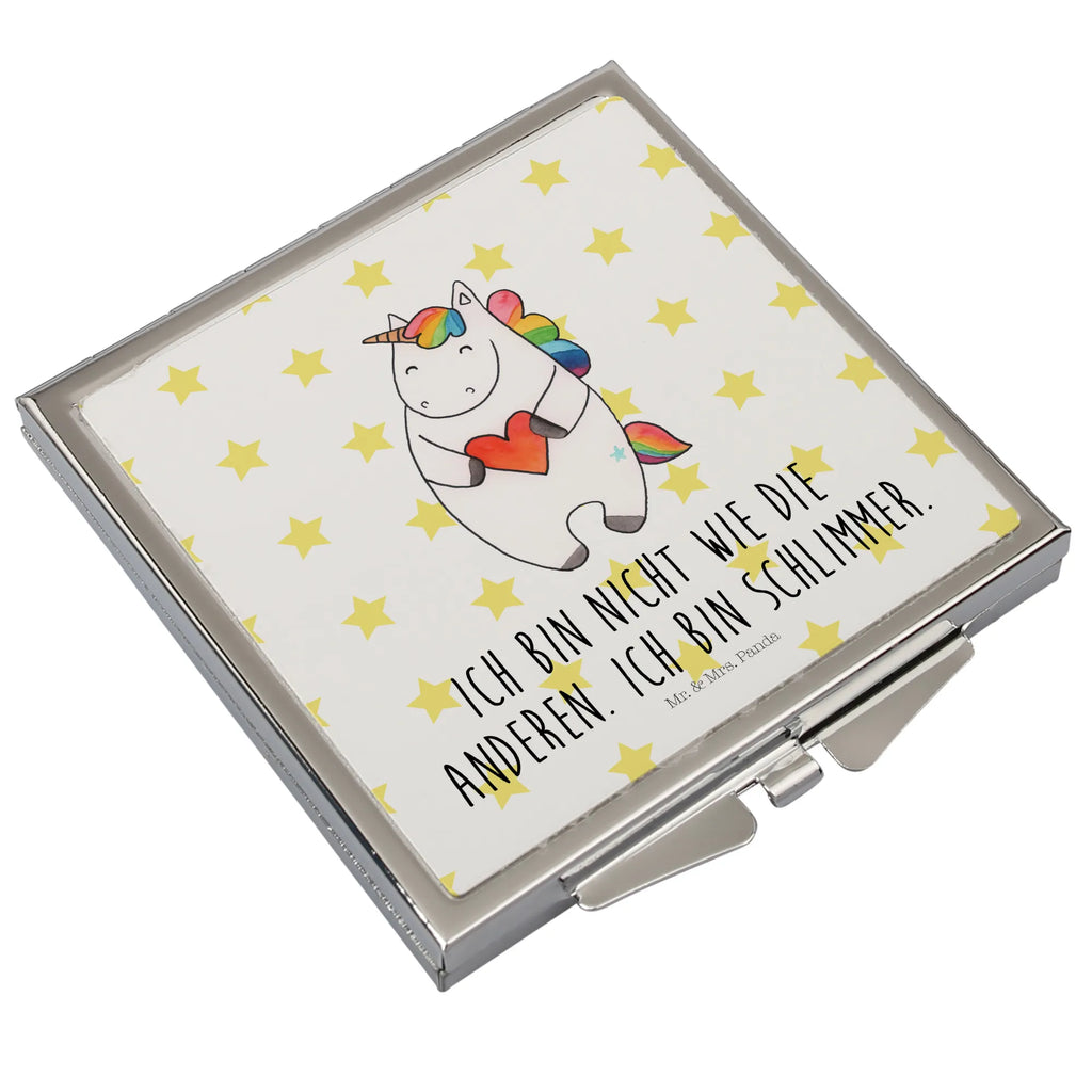 Kwadratowe lusterko do torebki Jednorożec serce Jednorożec, jednorożce, dekoracje jednorożca, jednorożec