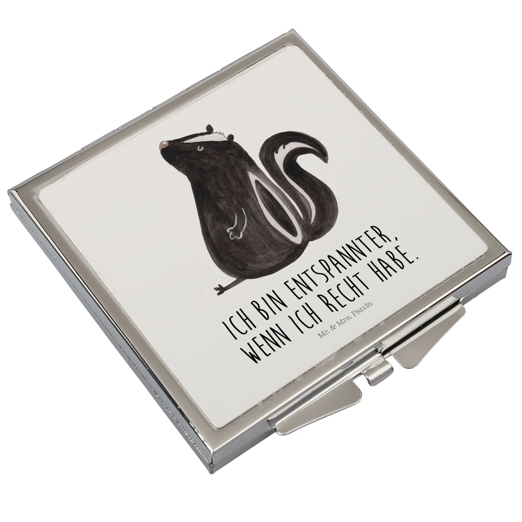 Handbag mirror skunk Sit make-up mirror, make up, square, silver, mirror, handbag, Skunk, wild animal, stinker, stinky, office, know-it-all, slogan, law, skunk, predator