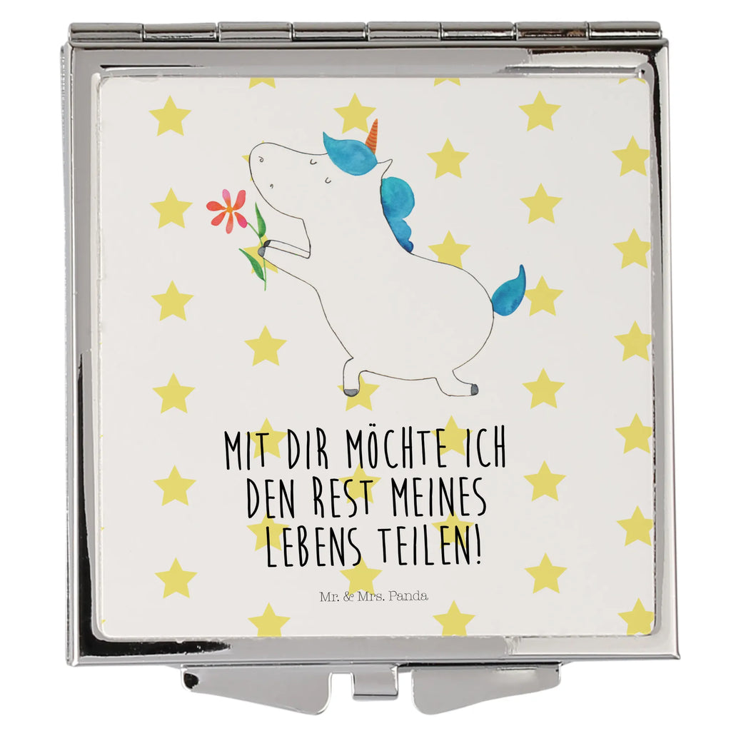 Handbag mirror unicorn flower make up, handbag, make-up mirror, mirror, silver, square, unicorn, unicorns, couple, love, marriage application, proof of love, partner, flower, engagement, request