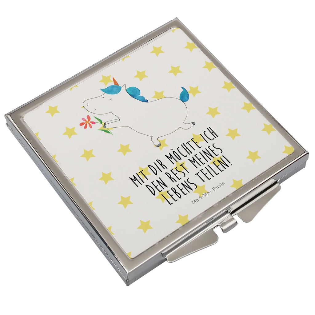 Handbag mirror unicorn flower make up, handbag, make-up mirror, mirror, silver, square, unicorn, unicorns, couple, love, marriage application, proof of love, partner, flower, engagement, request