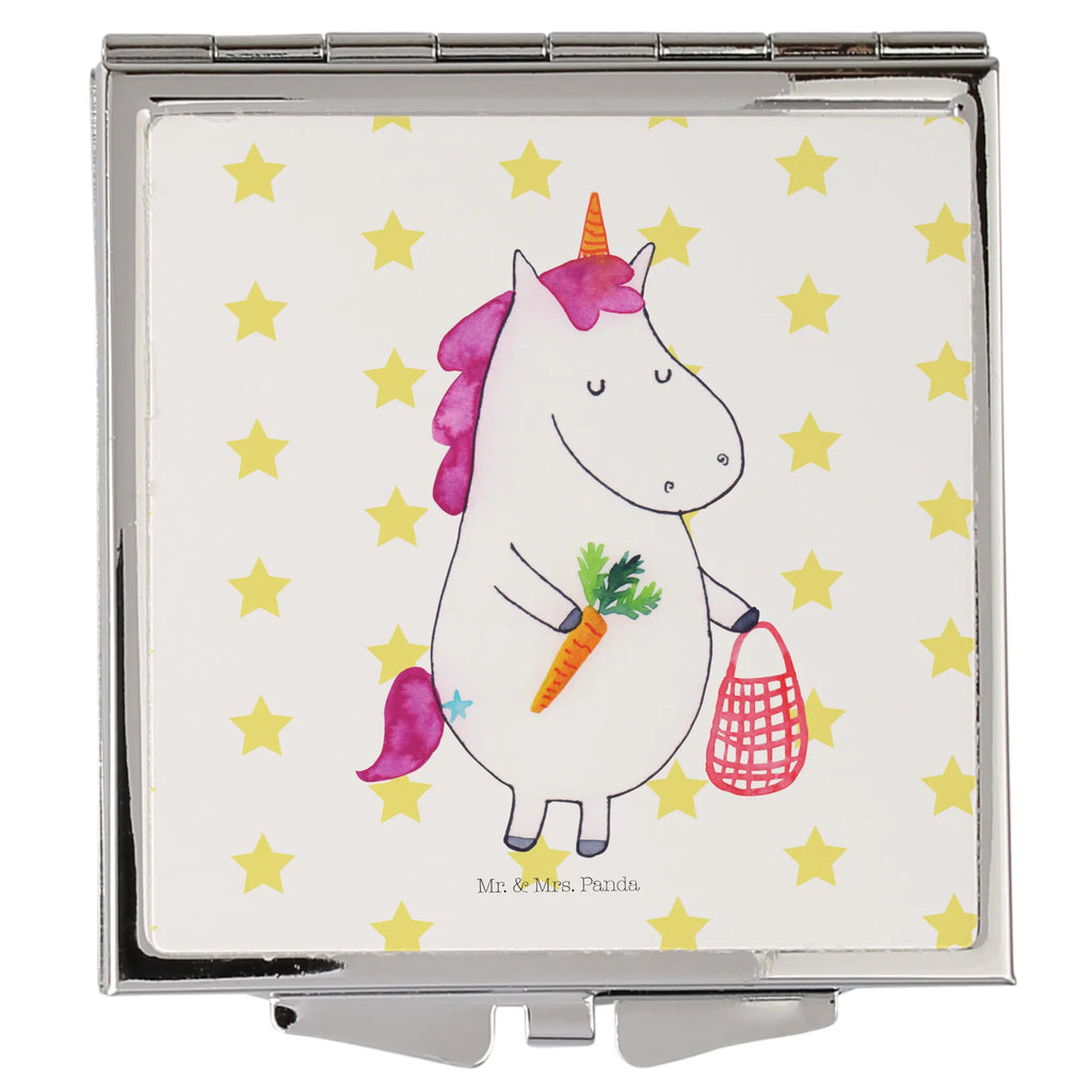Kwadratowe lusterko do torebki Jednorożec Wegański Jednorożec, jednorożce, dekoracje jednorożca, jednorożec
