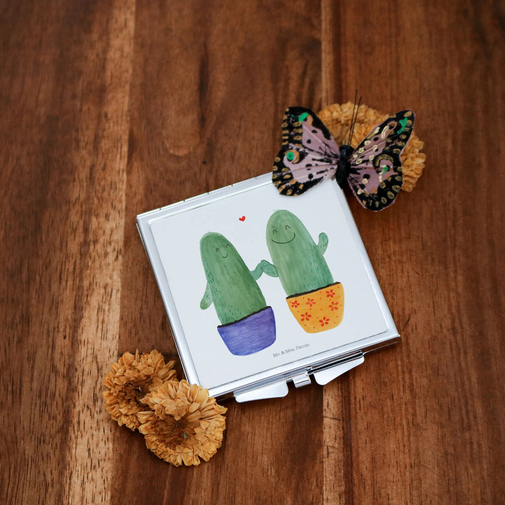 Handbag mirror cactus Love silver, make-up mirror, mirror, make up, handbag, square, cactus, cactuses, plants, cactus plant, small green cactus, love, reconciliation, couple, separation, quarrel, love message, engagement, wedding, friendship, proof of love, cactus love