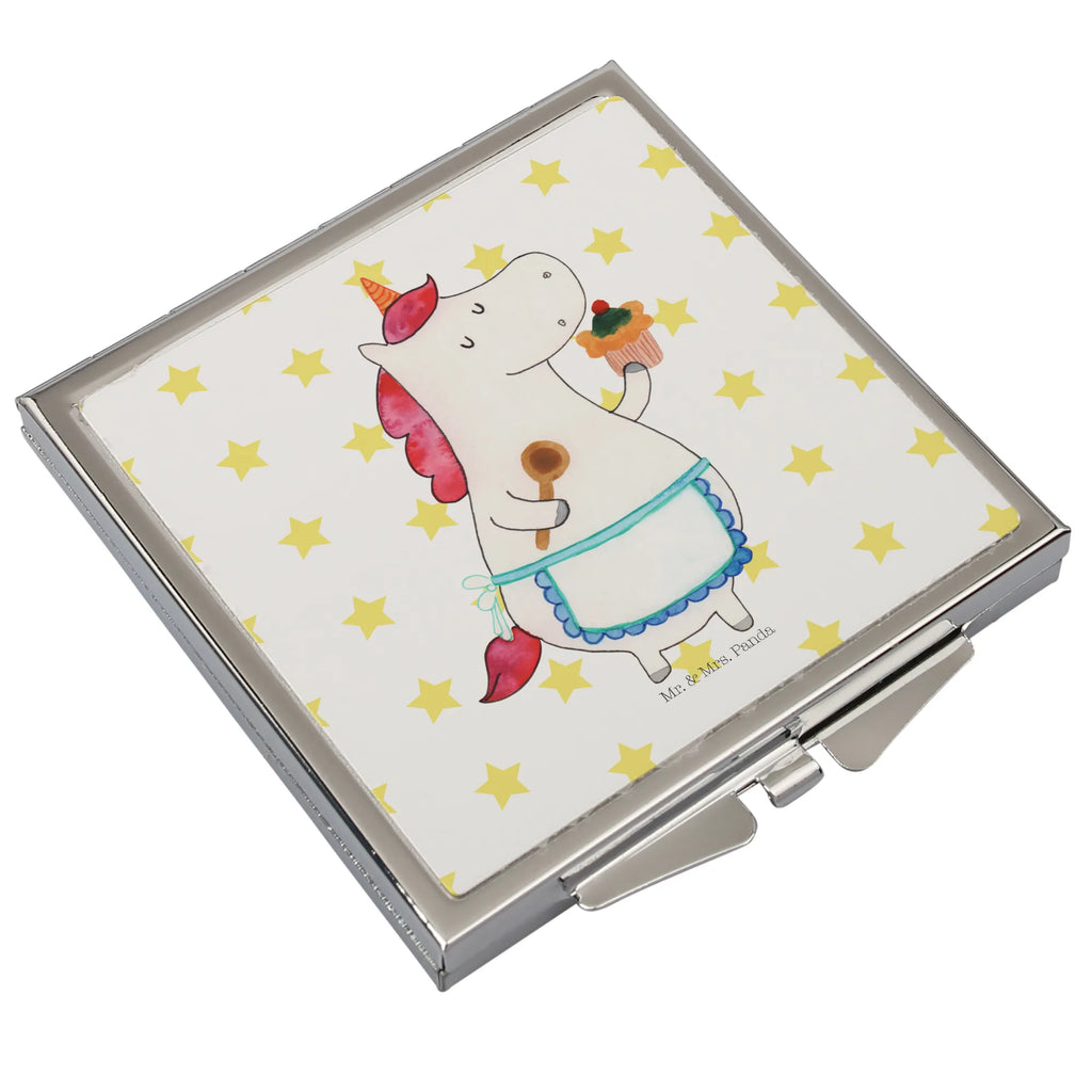 Handbag mirror unicorn Kitchen mirror, silver, make up, square, handbag, make-up mirror, unicorn, unicorns, Unicorn, cook, Baker gift, dreaming, baker present, pie, hobby cook, muffin, motivation, dreamer, bake, cake