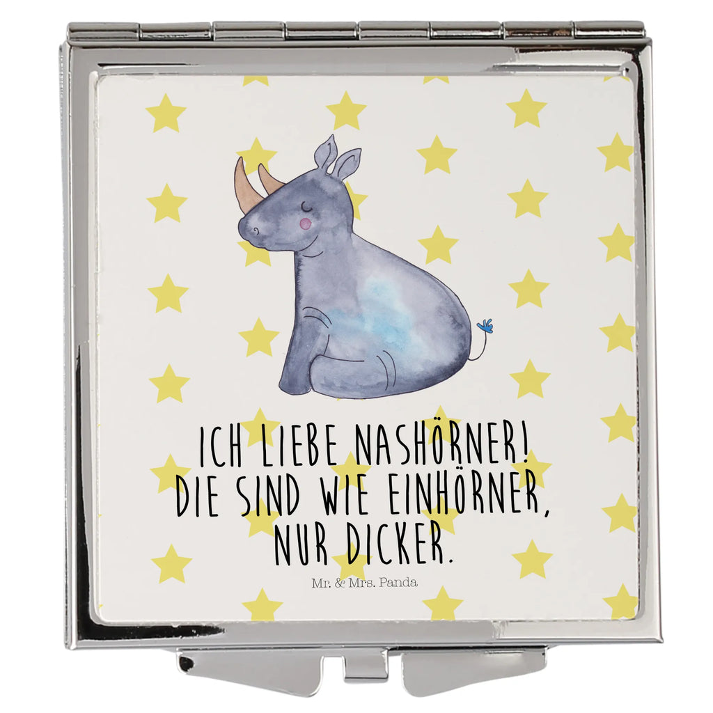 Handbag mirror unicorn rhino silver, mirror, handbag, make-up mirror, make up, square, unicorn, unicorns, funny saying, zoo, funny, Unicorn, rhinoceros, unicorn love, unicornpower, unicorn saying, rhino, witty, glitter, rainbow
